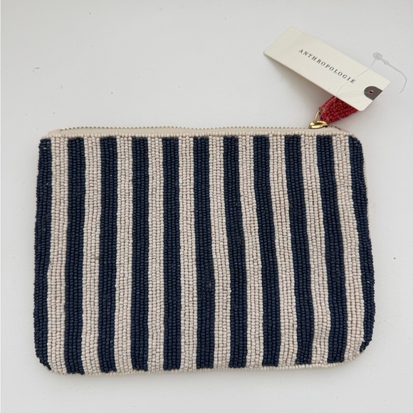 New Anthropologie Fiona Beaded Medium Pouch Resort Beach - Picture 2 of 3